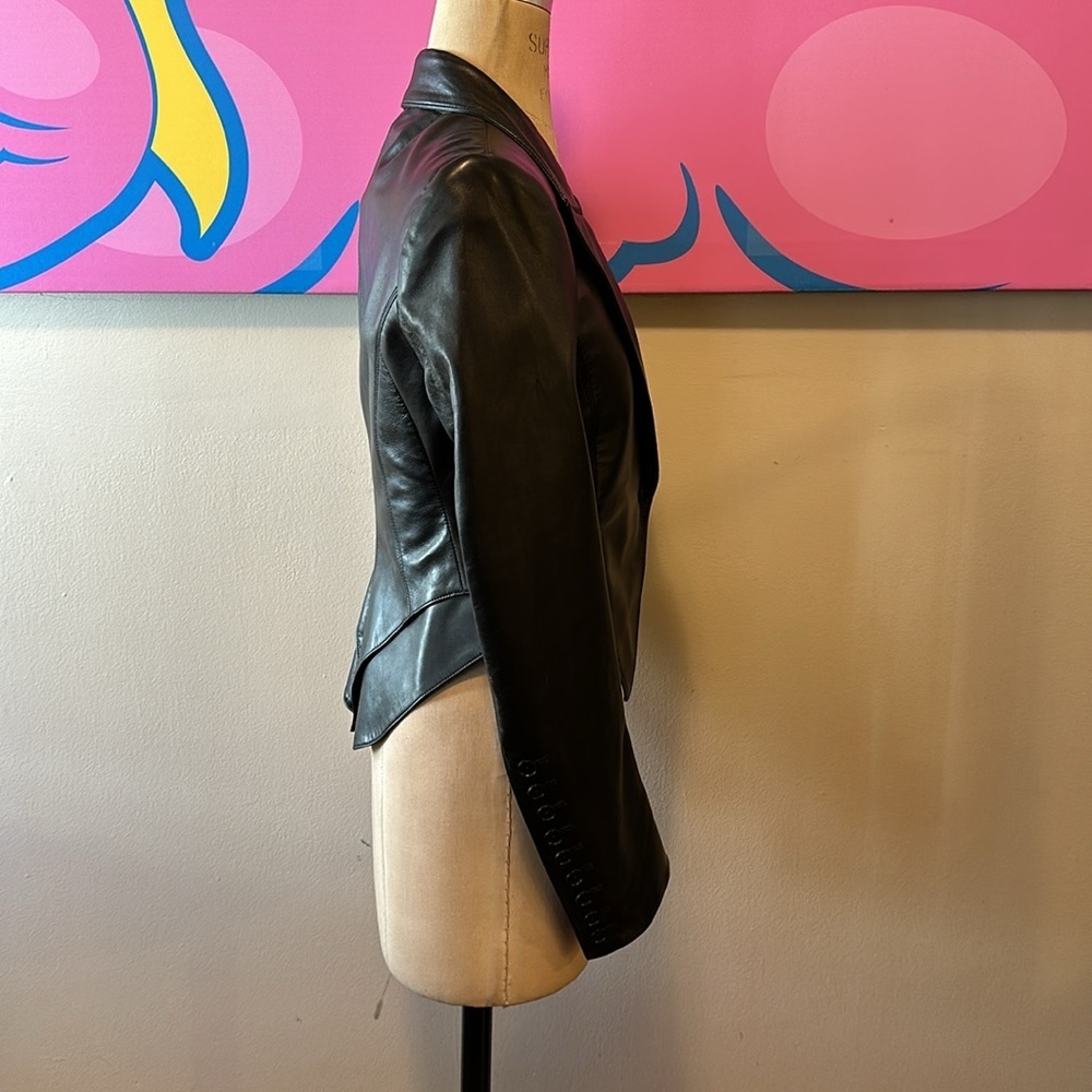 Norisol Ferrari Black Wasp Waist Leather Jacket - Picture 5 of 15